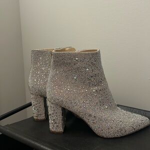 Betsey Johnson Silver Ankle Boots